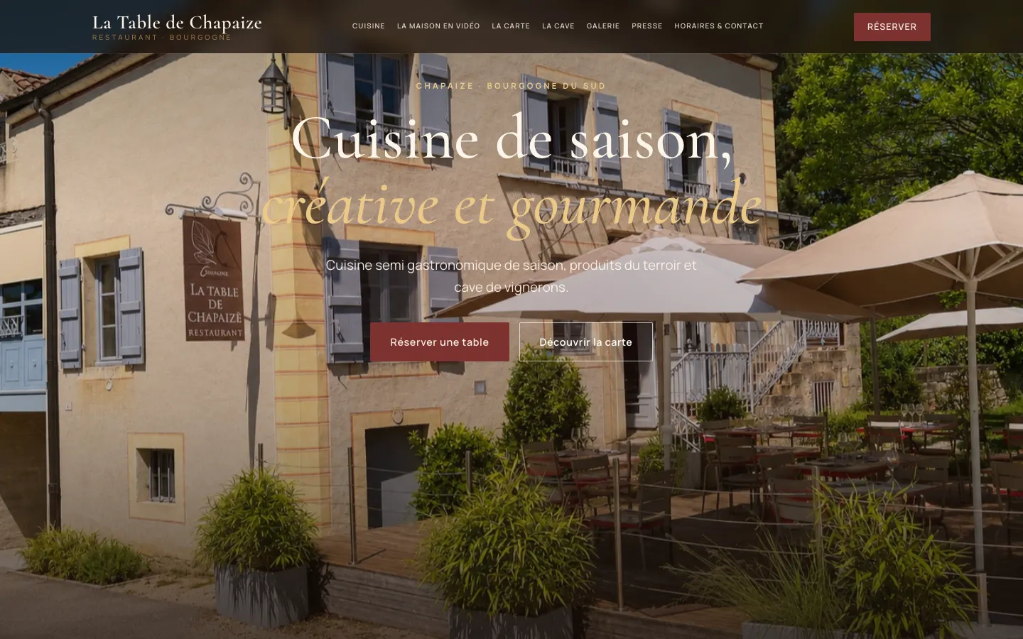 Site de La Table de Chapaize, restaurant semi-gastronomique en Bourgogne